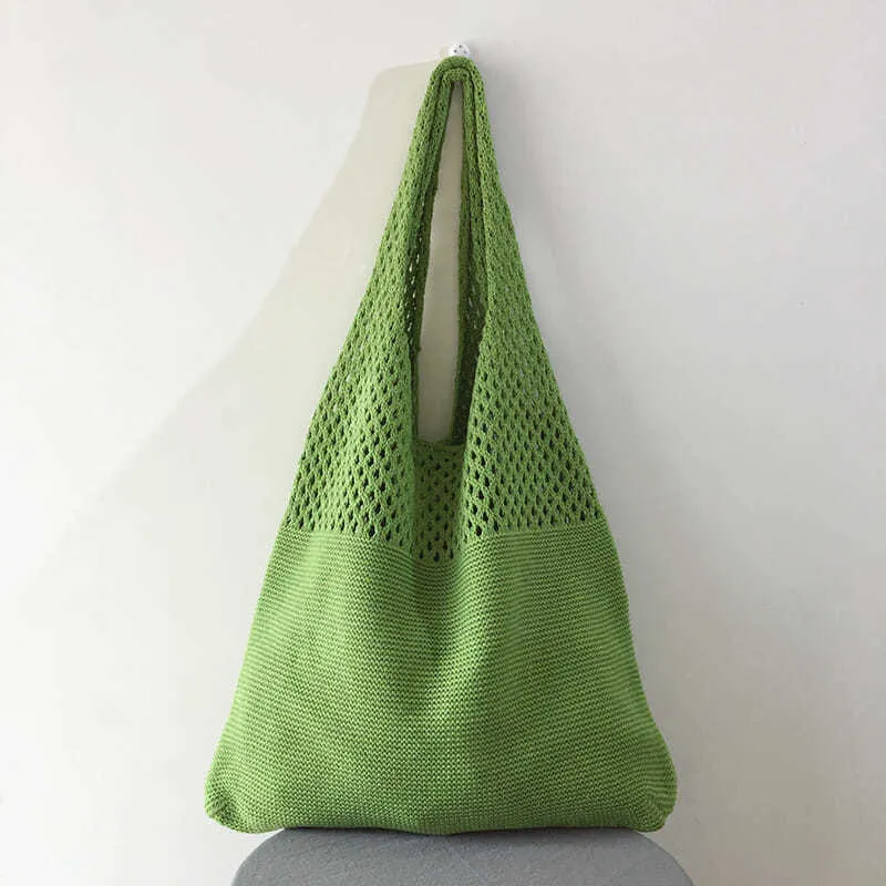 Designer Knitted Handbags Female Large Capacity Totes Women's Pack Summer Beach Bag Big Purses Casual Hollow Woven Shoulder Bags