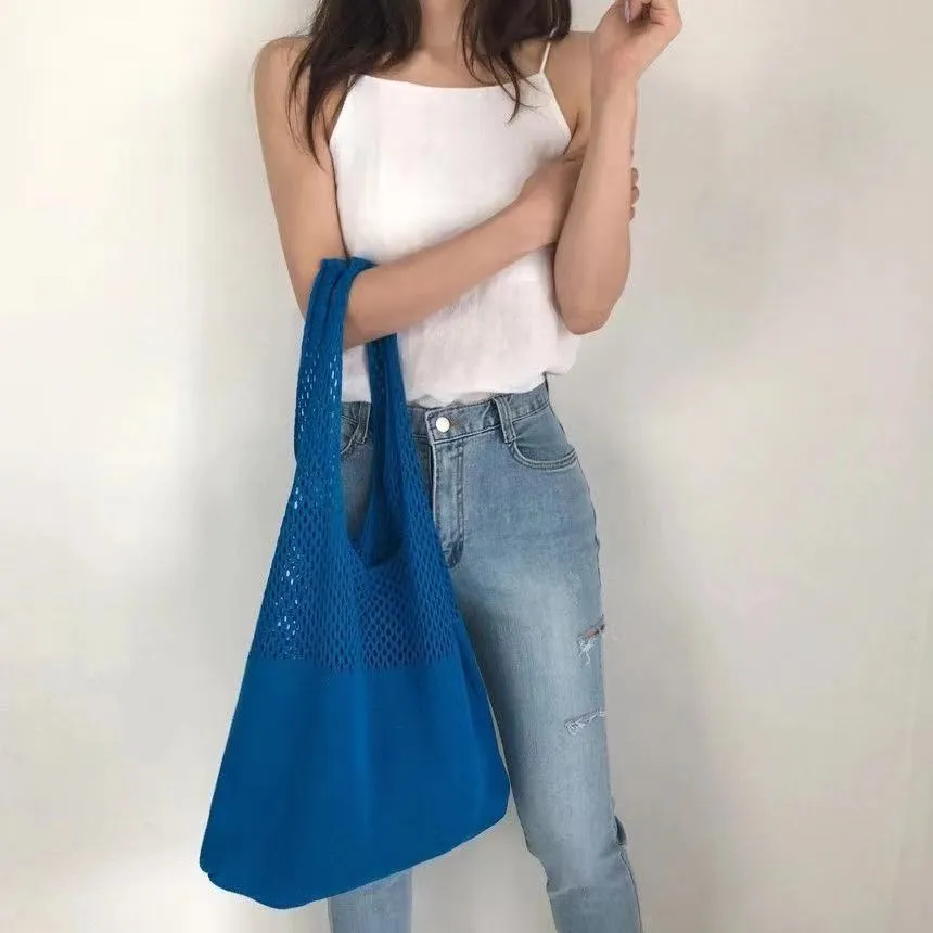Designer Knitted Handbags Female Large Capacity Totes Women's Pack Summer Beach Bag Big Purses Casual Hollow Woven Shoulder Bags