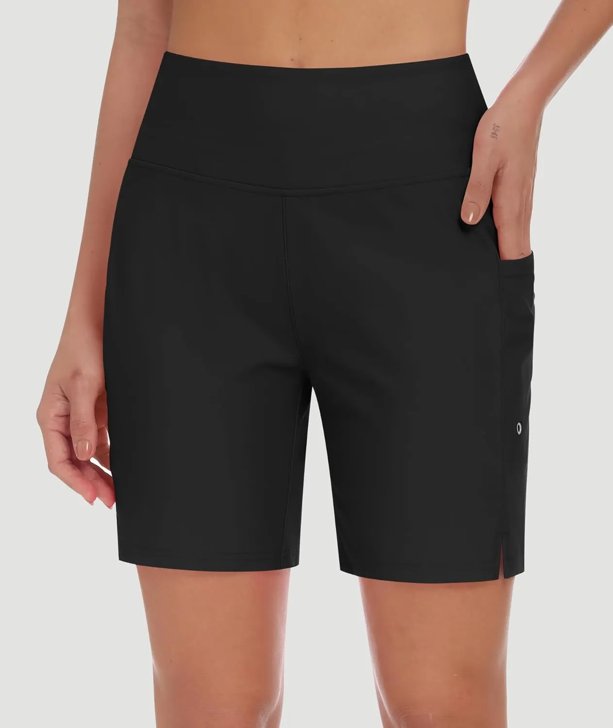 DIBAOLONG Women's Swim Shorts 7" High Waisted Quick Dry UPF 50  Beach Board Shorts for Women with Liner & Pockets