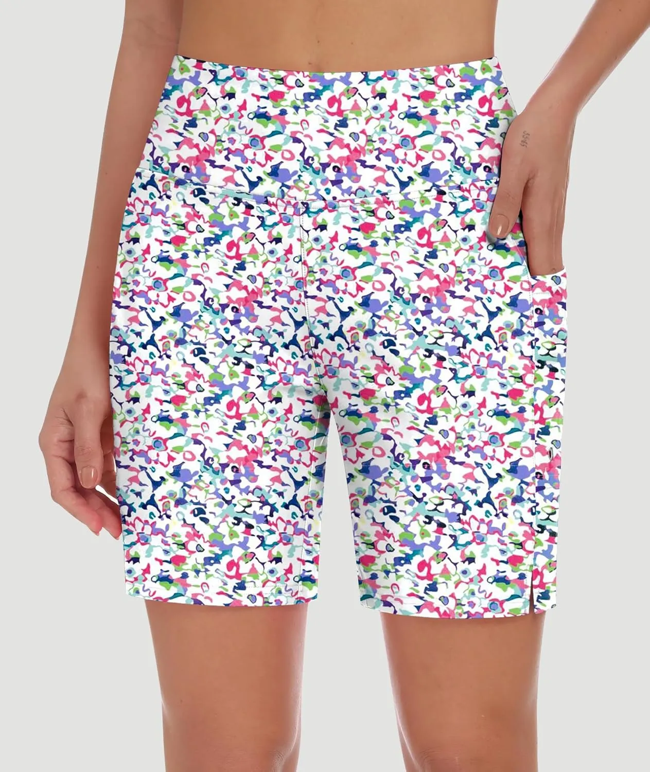 DIBAOLONG Women's Swim Shorts 7" High Waisted Quick Dry UPF 50  Beach Board Shorts for Women with Liner & Pockets