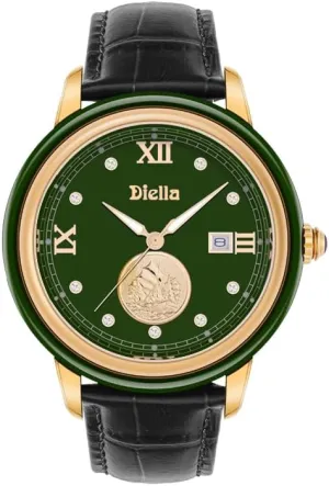 Diella Original Watches for Men with Japanese Movement, Luminous, Waterproof, Men's Ceramics Dress Watch, Genuine Leather Band, Analog Quartz Casual Men's Wrist Watch