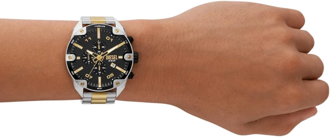 Diesel Spiked Men's Watch, Chronograph Watch with Stainless Steel Bracelet or Genuine Leather Band