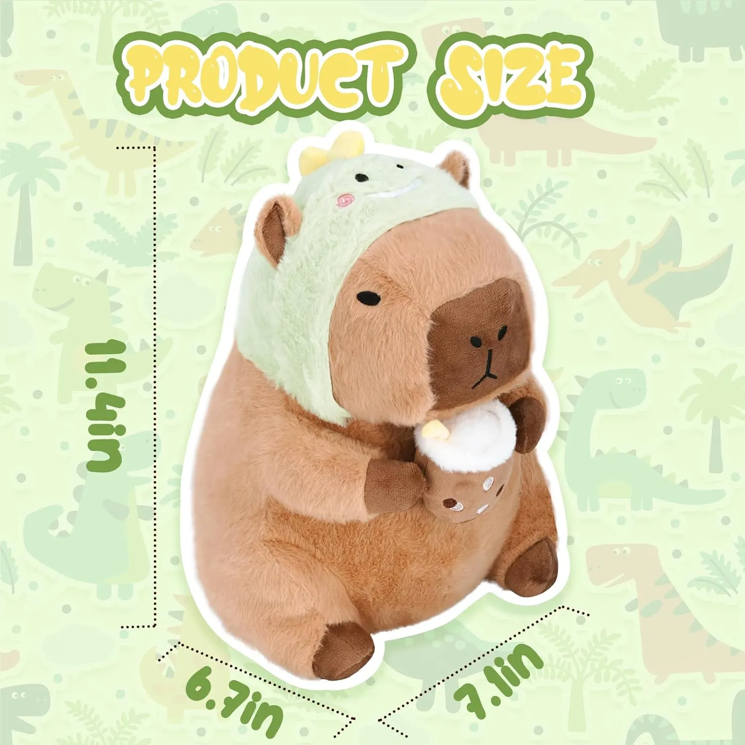 Dinosaur Capybara Plush, Cute Capybara Plush, Dinosaur Removable Capybara Stuffed Animal Capybara Plushie Toys Gifts for Kids 11 inch
