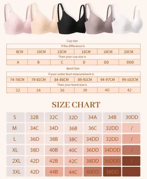 DOCUMO Wireless Bras for Women No Underwire Seamless Push Up Bras with Support and Lift, V Neck Bralette with Bra Extender