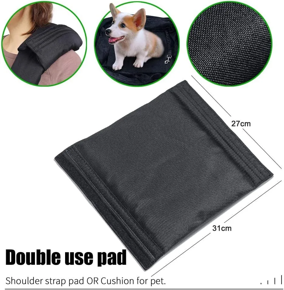 Dog Cat Sling Carrier Adjustable Padded Shoulder Strap with Large Zipper Pocket & Mesh Pocket for Outdoor Travel