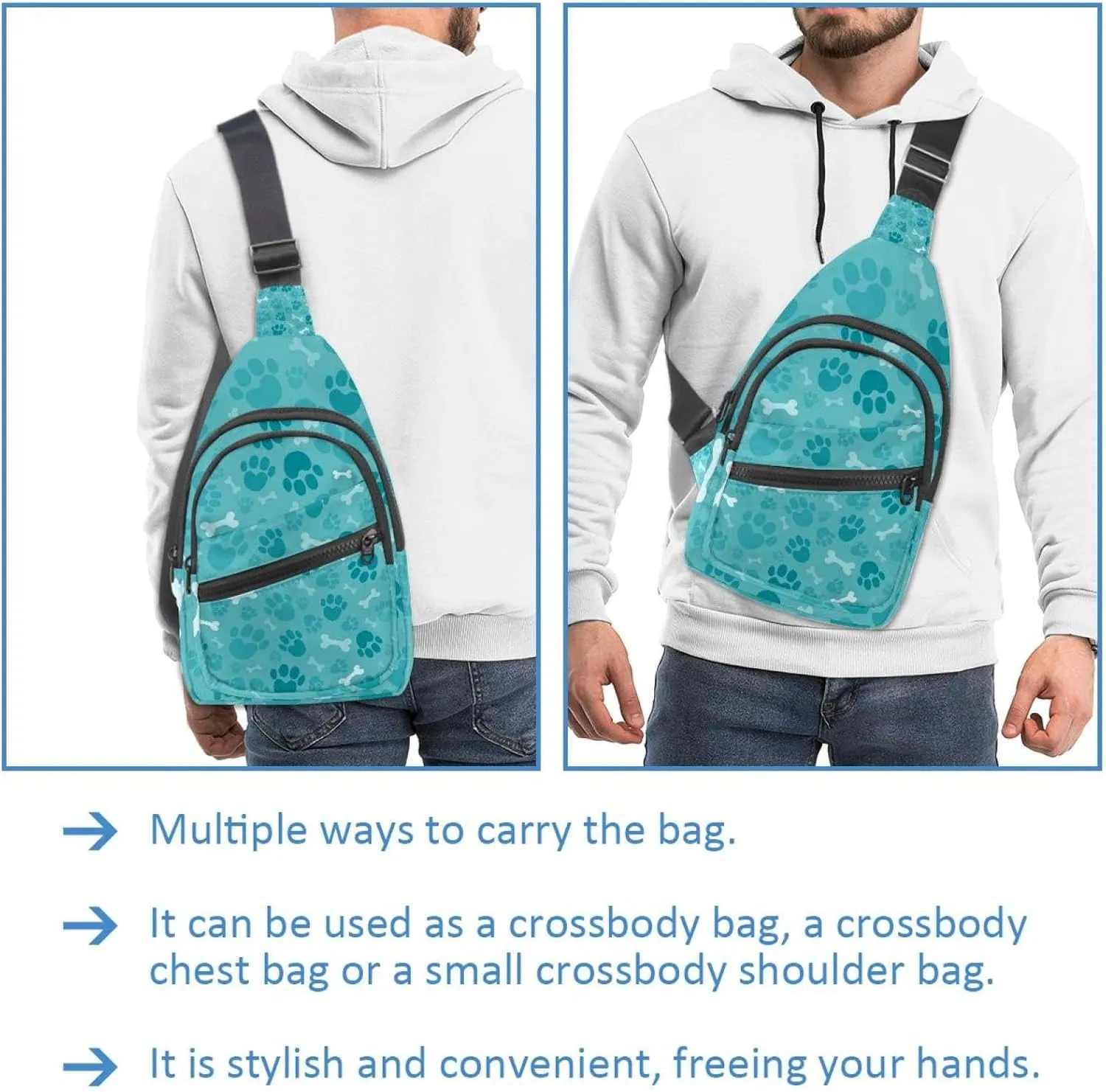 Dog Footprints Sling Backpack Bag