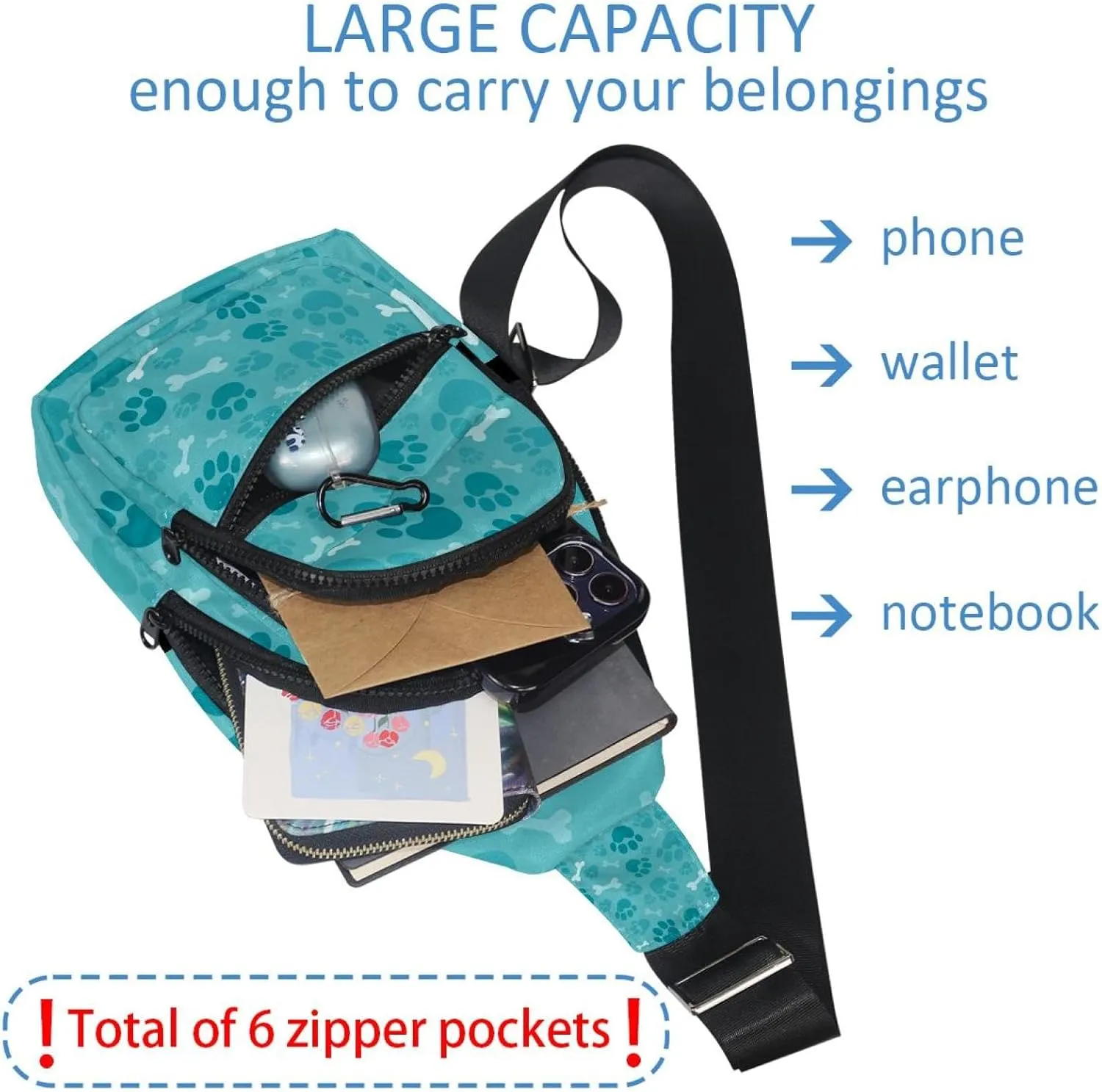 Dog Footprints Sling Backpack Bag