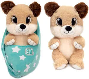 Dog Swaddle Baby Plush, Stuffed Animal Keepsake & Sling Carrier, 9.5 Inch Soft & Squishy Baby Dog Plushie Ideal Gift, Plush in Swaddle Kids, Toddlers, Baby Shower