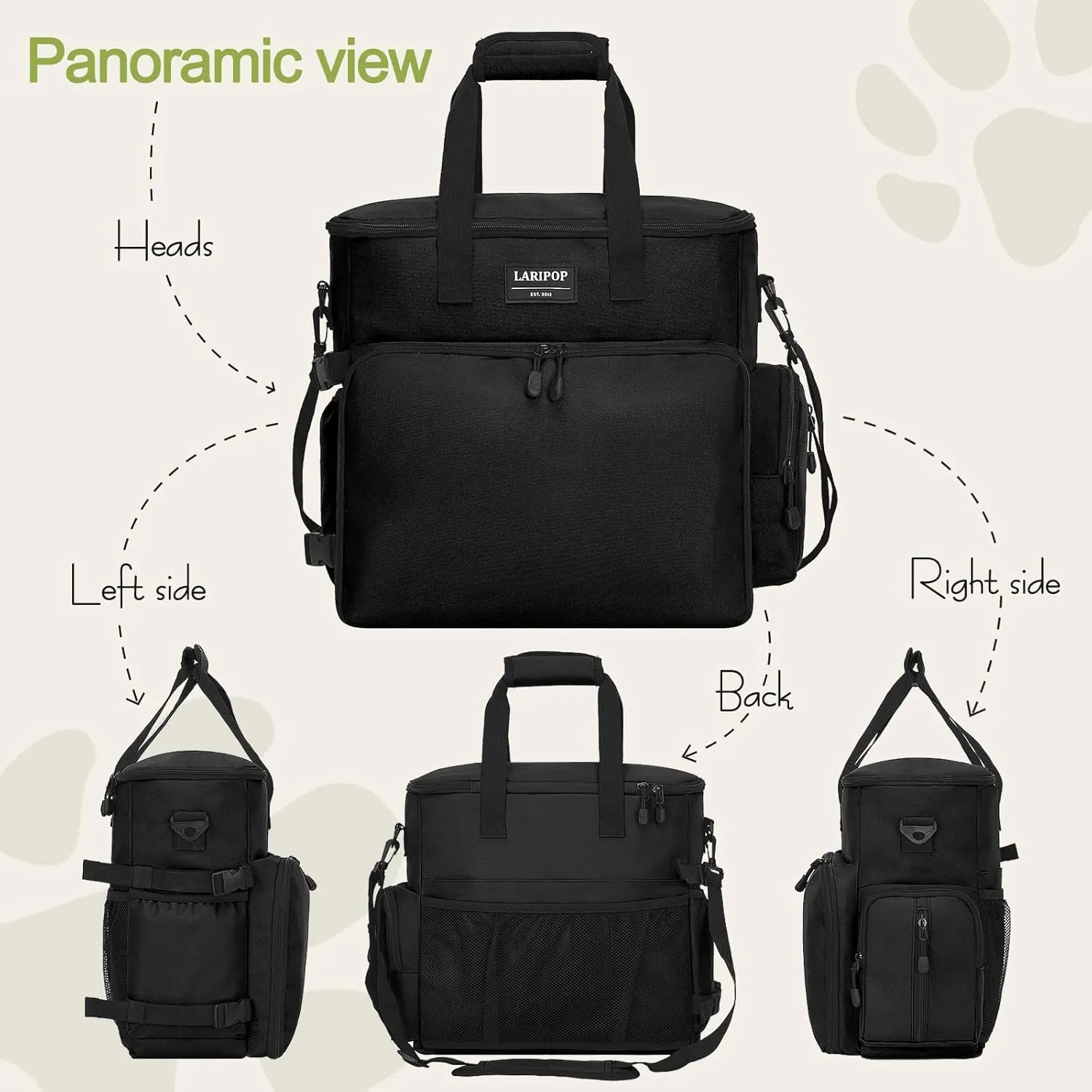Dog Travel Bag,Weekend Pet Travel Bag Set for Dog and Cat,Airline Approved Tote Multi-Function Dog Bags for Traveling,Include 2 Collapsible Bowls,2 Food Storage Containers,1 Feeding Mat,Black