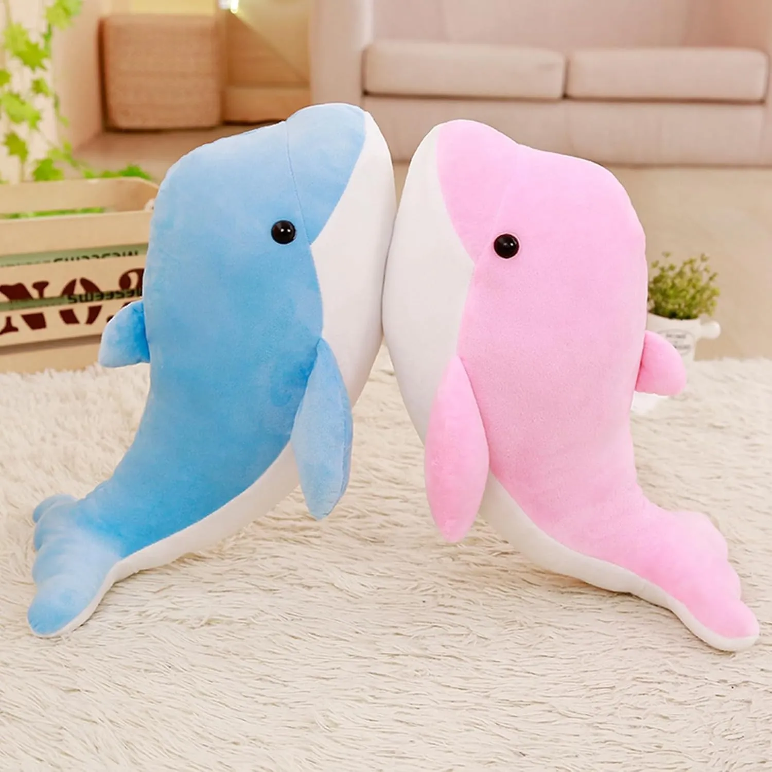 Dolphin Stuffed Animals Plush Pillows Soft Sea Animal Plush Toys Dolls Stuffed Animal Plushies Gifts for Kids (PINK-15.2Inch)