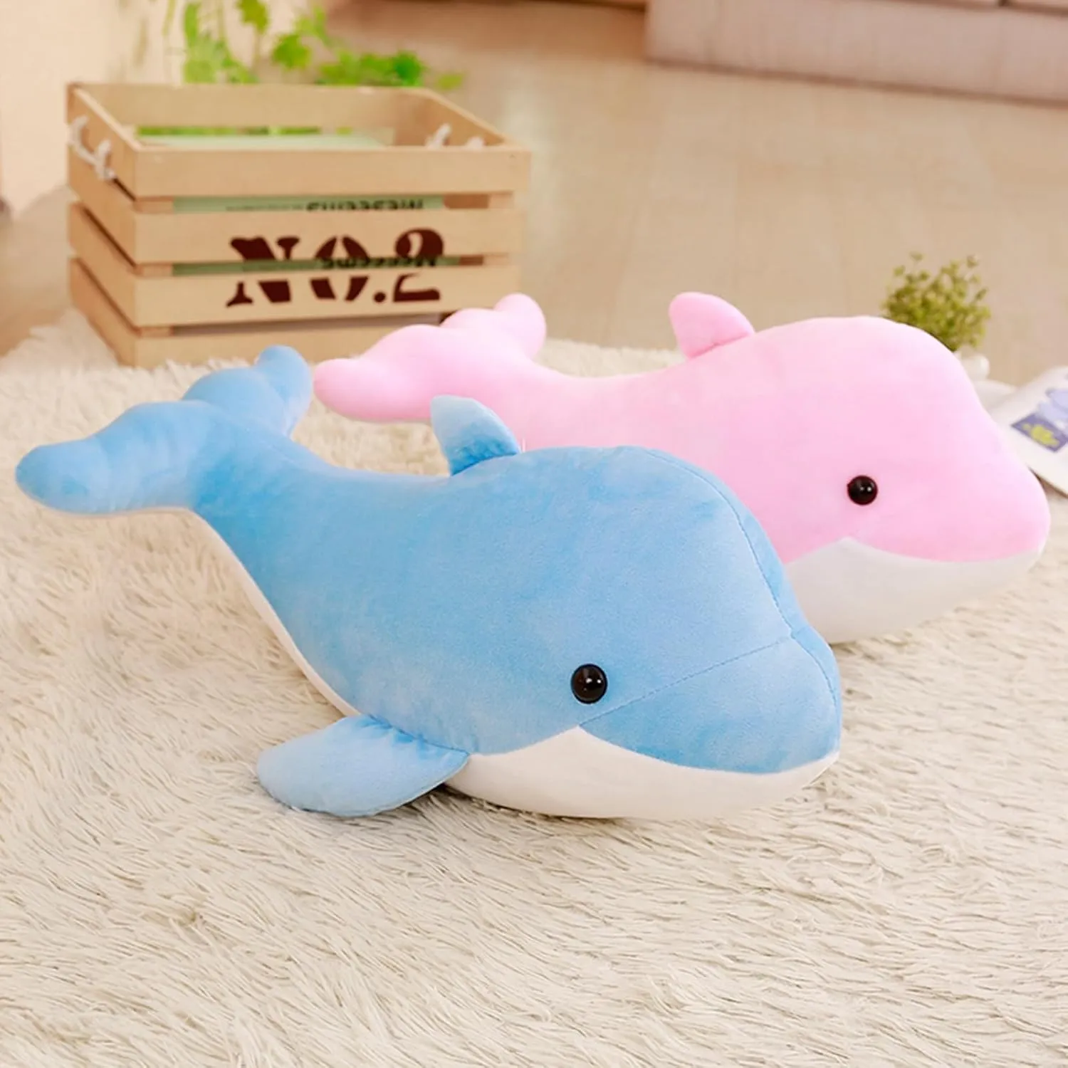 Dolphin Stuffed Animals Plush Pillows Soft Sea Animal Plush Toys Dolls Stuffed Animal Plushies Gifts for Kids (PINK-15.2Inch)
