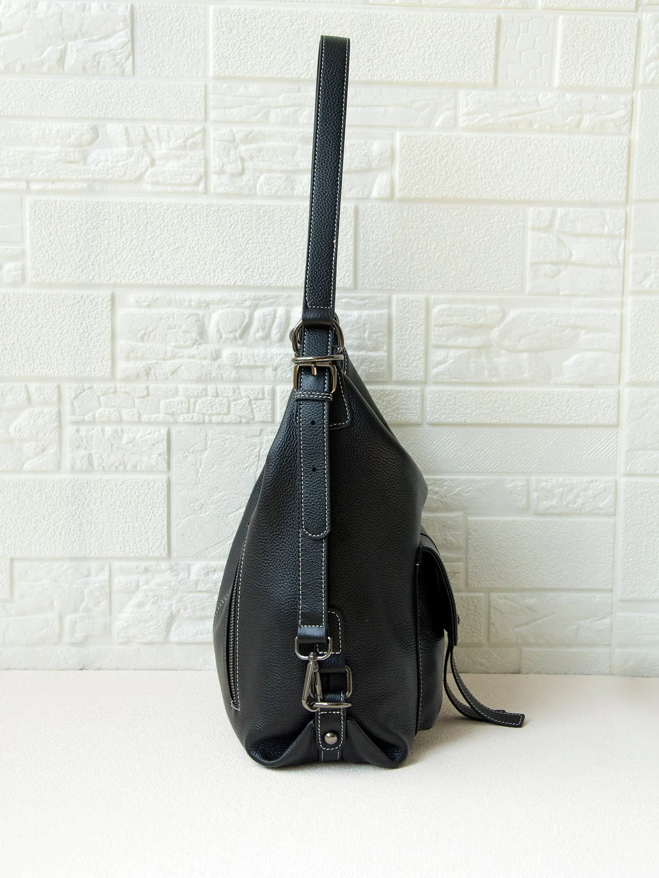Donnain Calfskin Multi-Purpose Backpack with Decorated Pocket Shoulder Women Bags