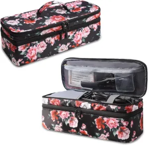 Double-Layer Travel Carrying Case Compatible with Revlon One-Step Hair Dryer Brush/Volumizer/Styler/Shark FlexStyle Attachment Portable Storage Organizer Bag Hair Tools Travel Bag (Bag Only)