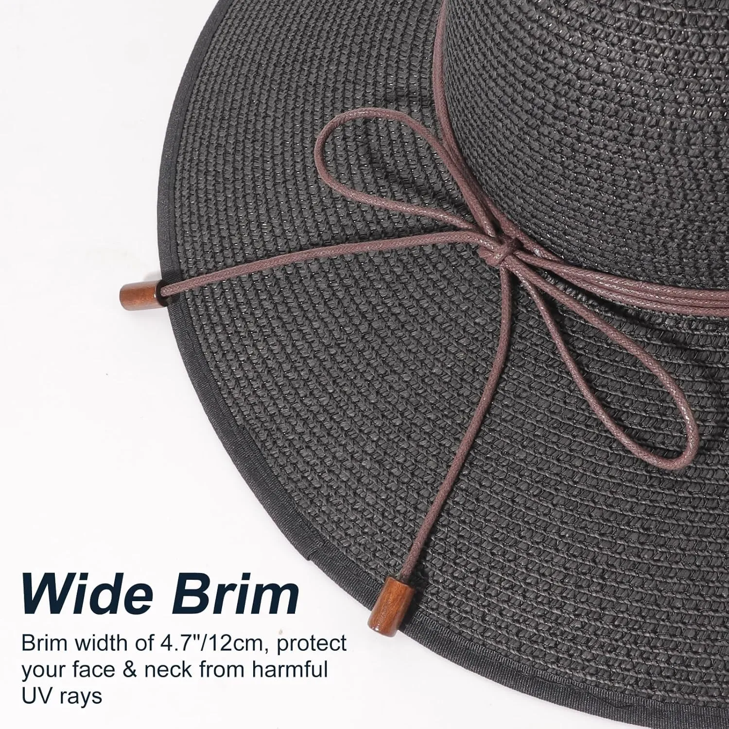 DRESHOW Beach Hats for Women Big Straw Wide Brim Summer Hat Floppy Foldable Roll up Cap Sun Hat UPF 50 