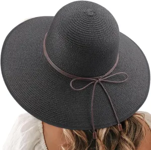 DRESHOW Beach Hats for Women Big Straw Wide Brim Summer Hat Floppy Foldable Roll up Cap Sun Hat UPF 50 