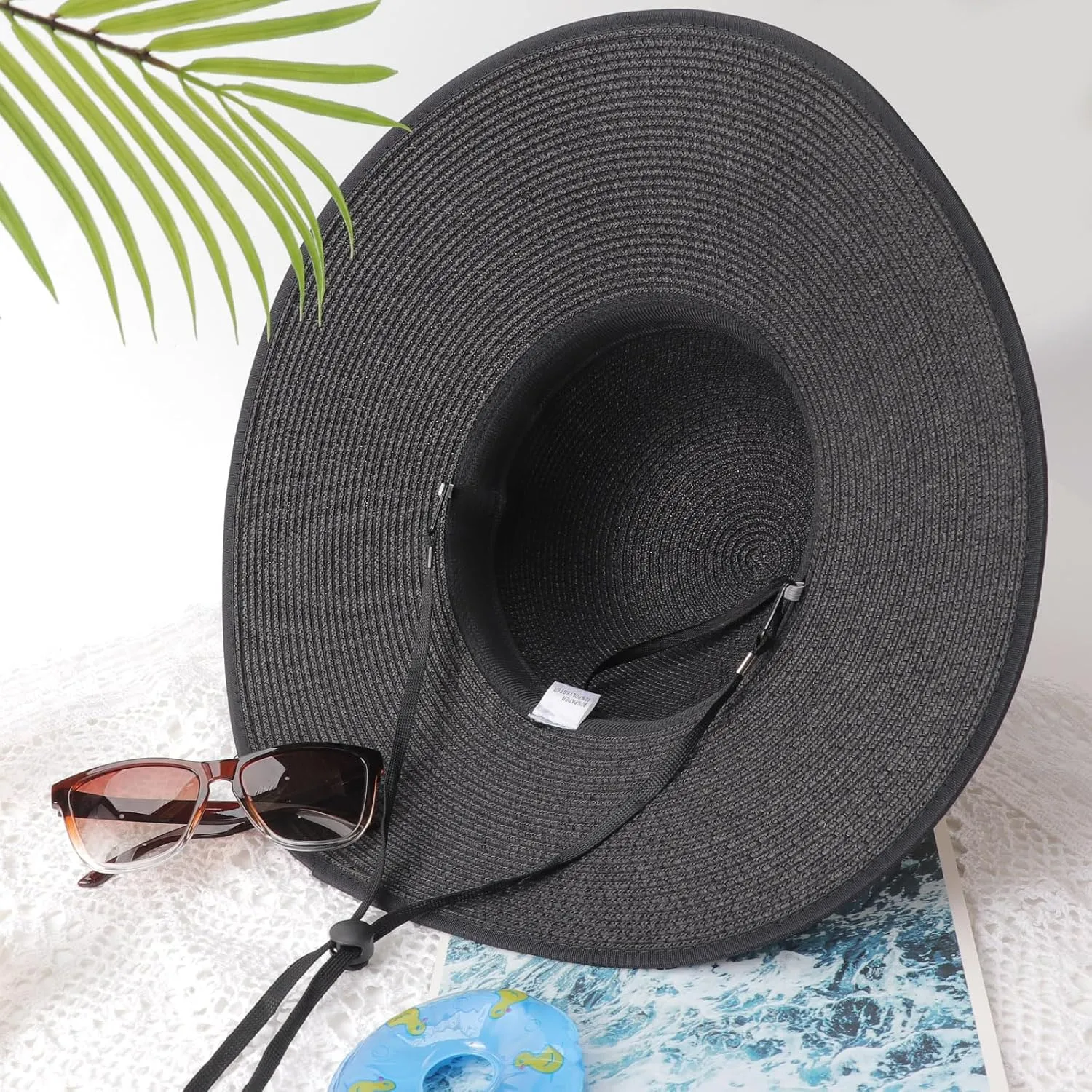 DRESHOW Beach Hats for Women Big Straw Wide Brim Summer Hat Floppy Foldable Roll up Cap Sun Hat UPF 50 