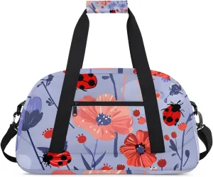 Duffle Bag Flower Leaf Beetle Insect Gym Bag Travel Bag Luggage Bag Waterproof Lightweight Sports for Dance Gymnastics Cheers Soccer Wrestling Hospital, for Weekender Overnight