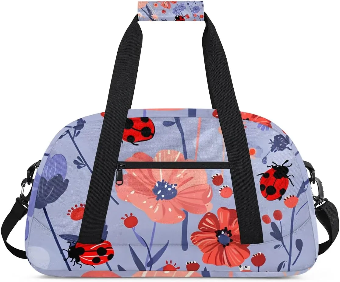 Duffle Bag Flower Leaf Beetle Insect Gym Bag Travel Bag Luggage Bag Waterproof Lightweight Sports for Dance Gymnastics Cheers Soccer Wrestling Hospital, for Weekender Overnight