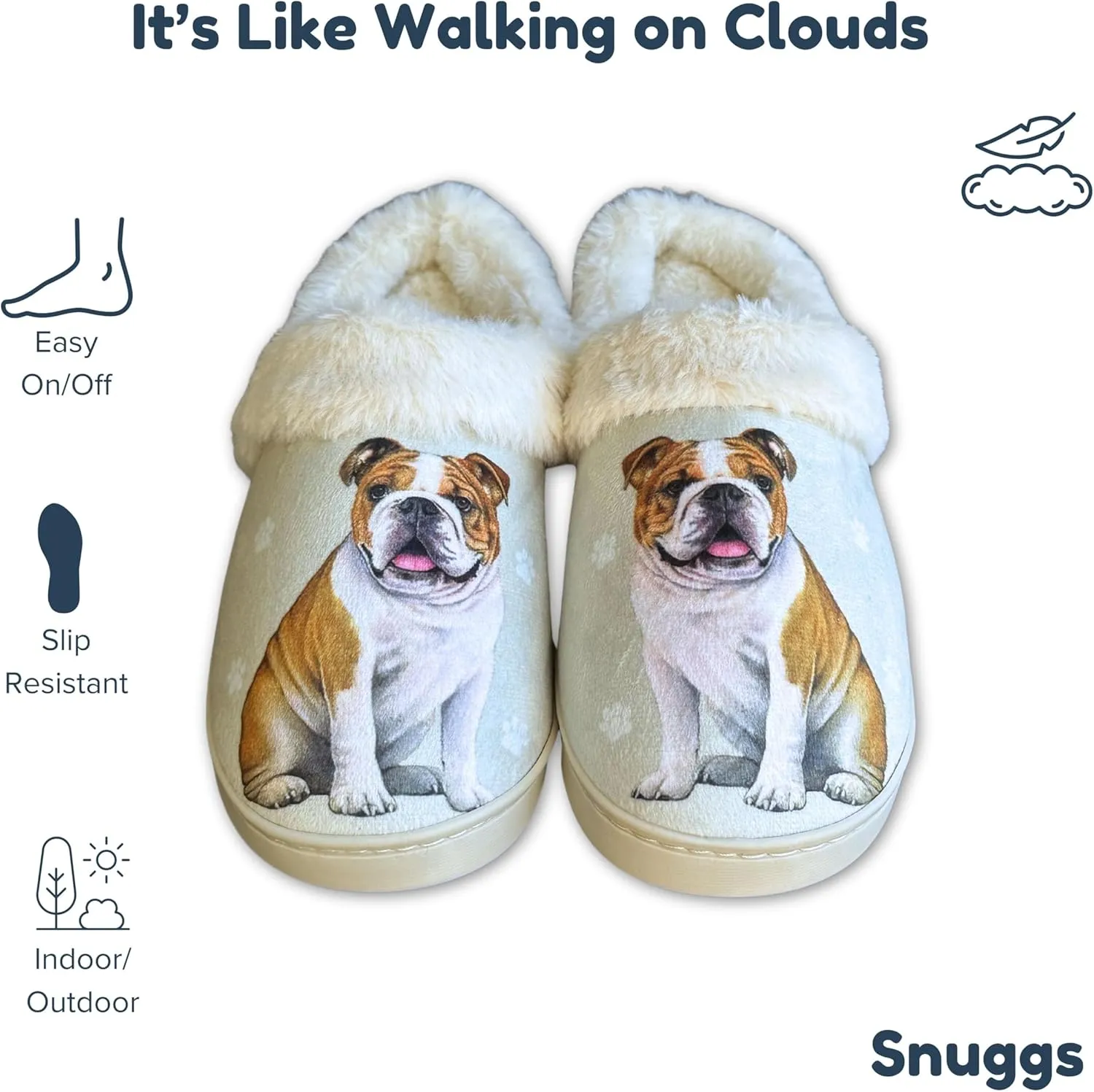 E&S Pets Snugg Slippers for Pet Lovers - Memory Foam House Slippers for Women - Plush Faux Fur Lining - Non-Slip Sole - 32 Dog and Cat Breeds