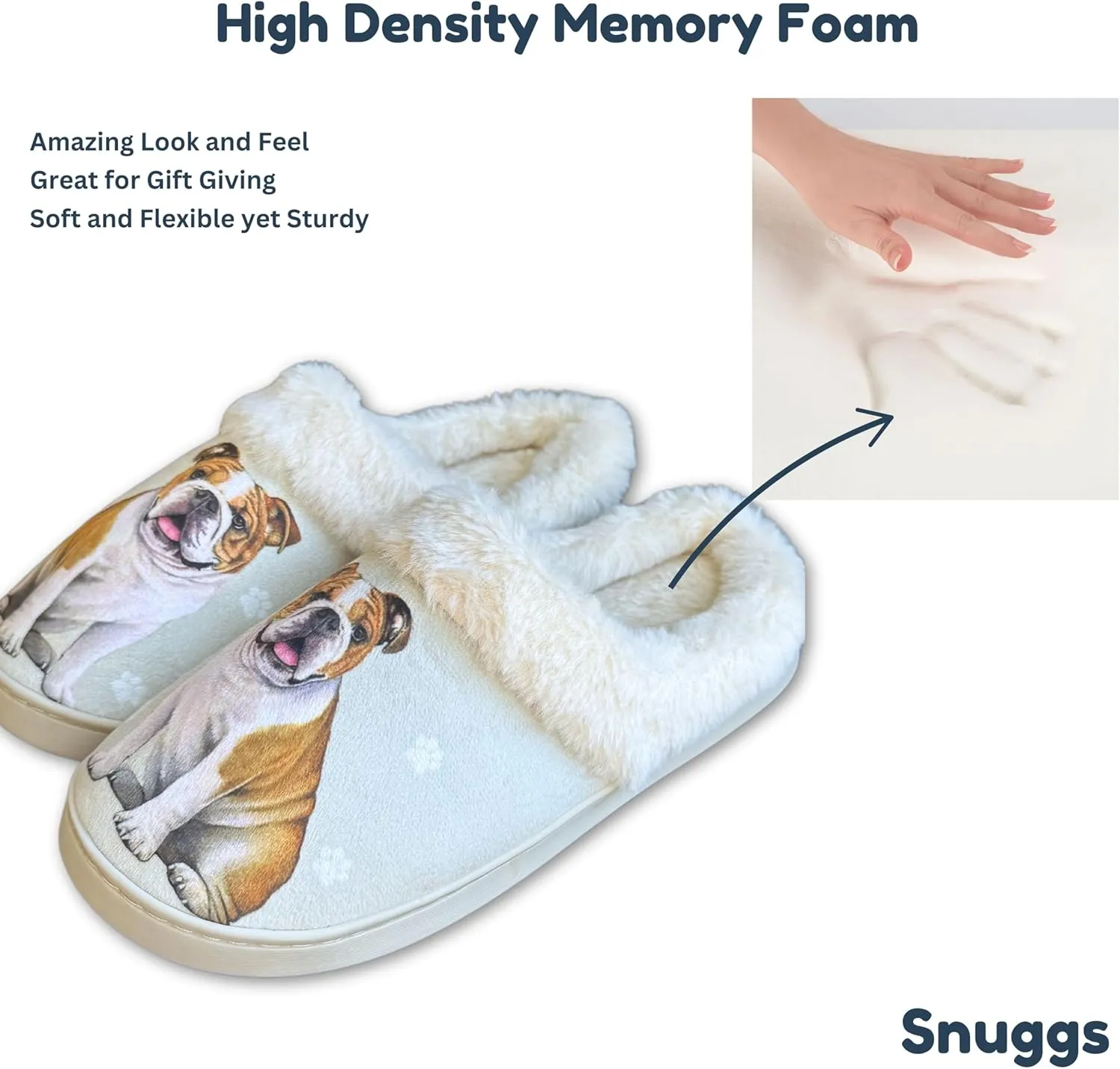 E&S Pets Snugg Slippers for Pet Lovers - Memory Foam House Slippers for Women - Plush Faux Fur Lining - Non-Slip Sole - 32 Dog and Cat Breeds