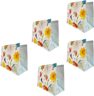 Earthwise Reusable Shopping Bags Made from OceanBound Plastic, Eco Friendly Heavy Duty Totes-17.5" H x 13.5" W x 8" D(5 Pack)