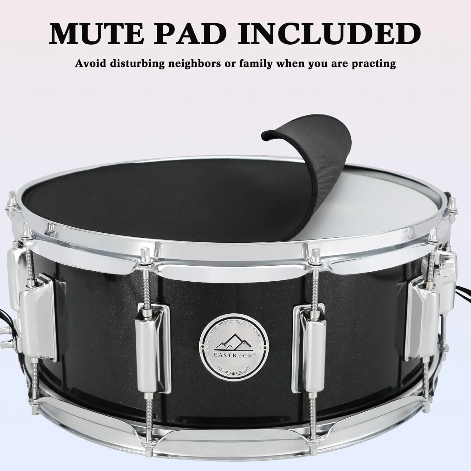 EASTROCK Snare Drum 14X5.5 Inches for Student Beginners with Gig Bag, Drumsticks, Drum Keys, Coated Material Drum Head, Black