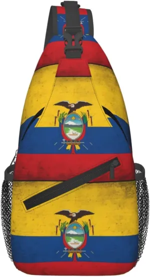 Ecuador Ecuadorian Flag Crossbody Bag Cross Chest Bag Adjustable Sling Backpack Sports Gym Shoulder Bags Travel Cycling Daypack Diagonally Casual Rucksack