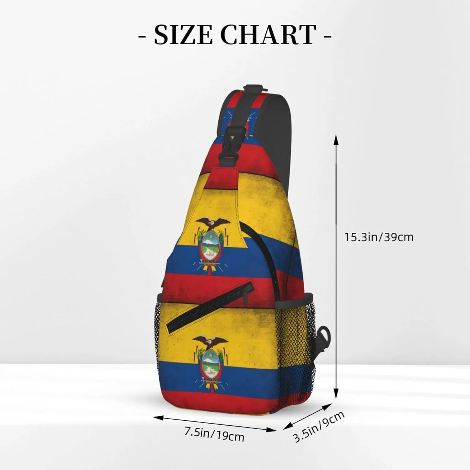 Ecuador Ecuadorian Flag Crossbody Bag Cross Chest Bag Adjustable Sling Backpack Sports Gym Shoulder Bags Travel Cycling Daypack Diagonally Casual Rucksack