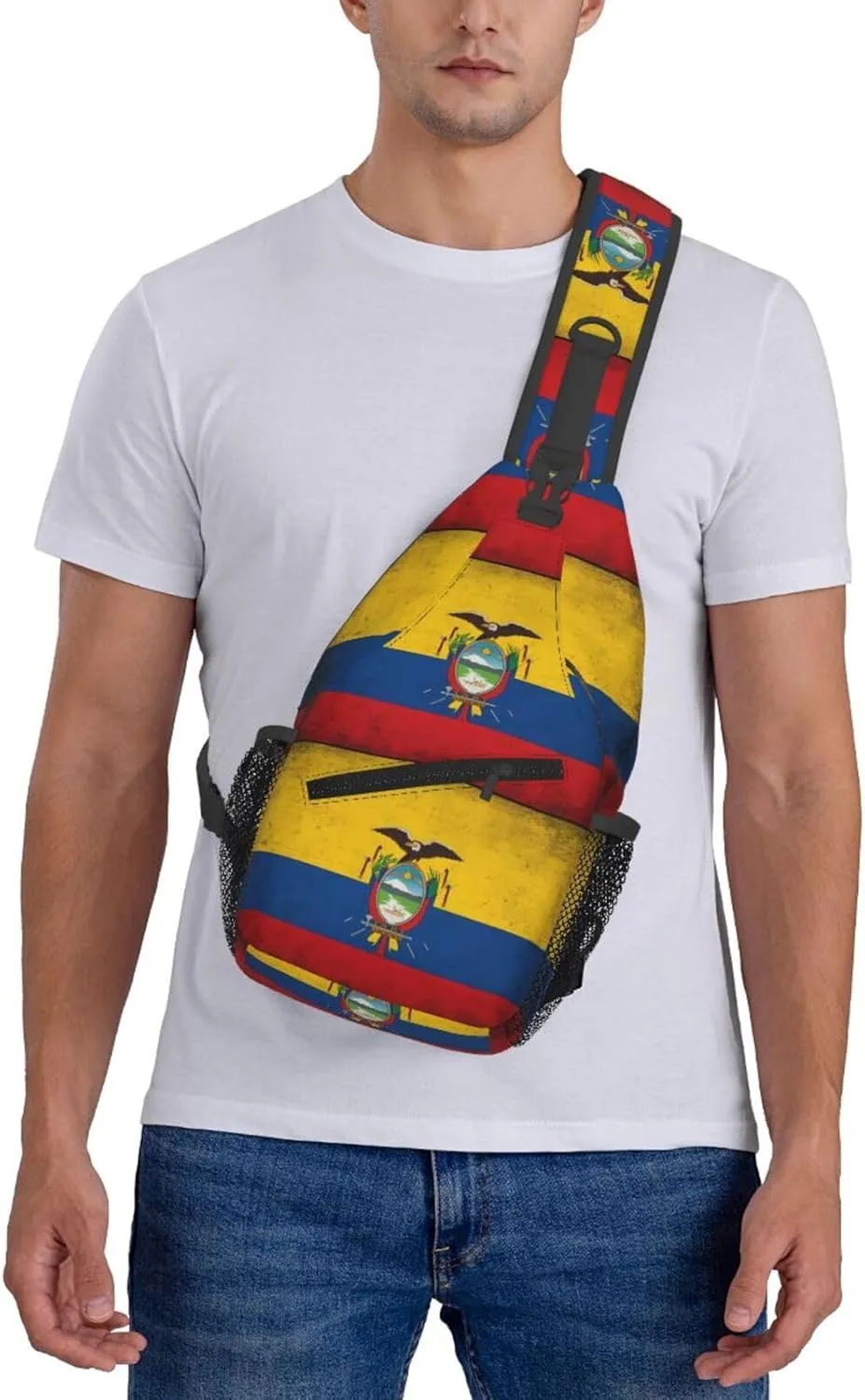 Ecuador Ecuadorian Flag Crossbody Bag Cross Chest Bag Adjustable Sling Backpack Sports Gym Shoulder Bags Travel Cycling Daypack Diagonally Casual Rucksack