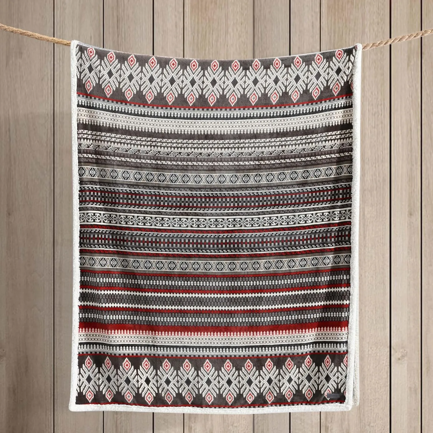 Eddie Bauer - Blanket, Super Soft Reversible Sherpa & Brushed Fleece Bedding, Throw Blankets for Couch, Ideal for Lounging (Sycamore Red)