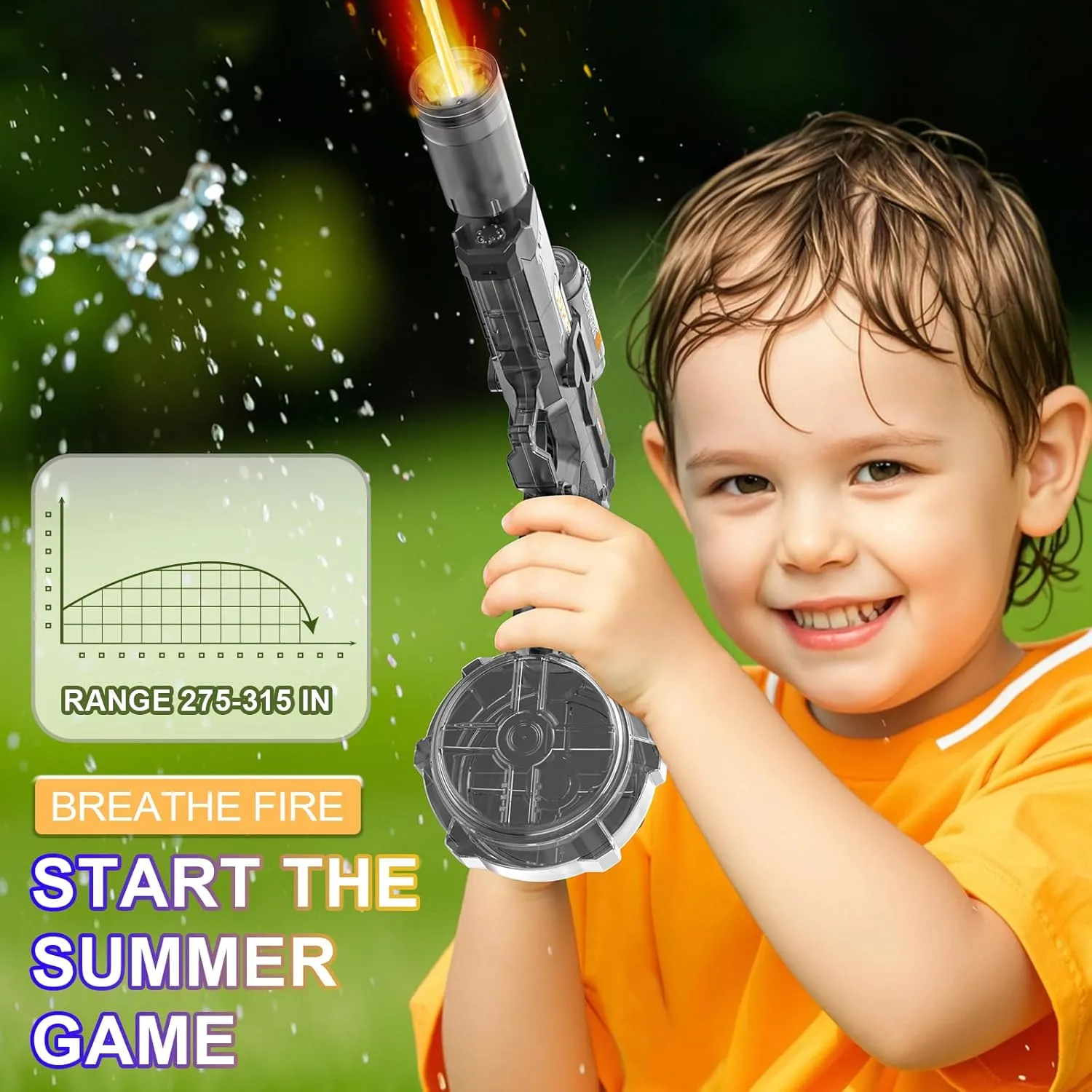Electric Water Gun for Adults Kids, Automatic Squirt Gun with a Long Range of up to 26 Ft, LED Light Large Capacity Fully Auto Water Gun, Adults Outdoor Summer Swimming Pool Party Beach Activity(GREY)