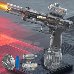 Electric Water Gun for Adults Kids, Automatic Squirt Gun with a Long Range of up to 26 Ft, LED Light Large Capacity Fully Auto Water Gun, Adults Outdoor Summer Swimming Pool Party Beach Activity(GREY)