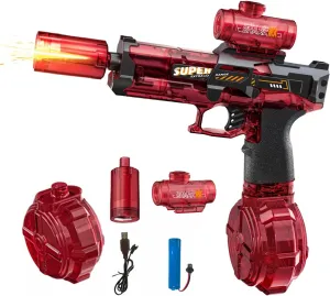 Electric Water Gun with Light Up, Automatic Electric Squirt Gun 26-30 FT Range Water Pistol Blaster Soaker, Summer Outdoor Pool, Water Toy for Adults & Kids (Red)