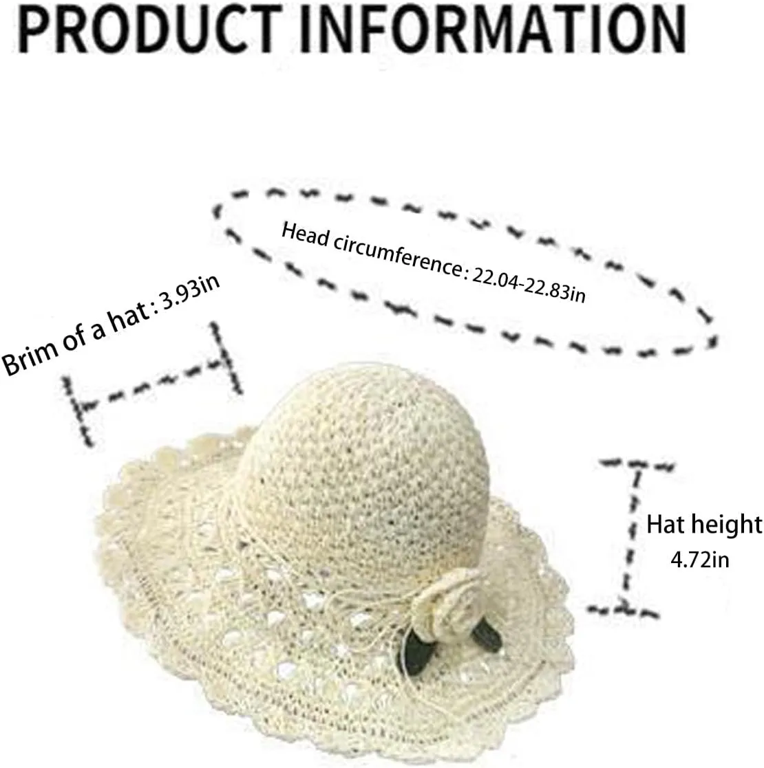 Elegant Crochet Straw Hat with Ruffle Detail, Womens Straw Hats for Summer Beach Wide Brim Sun Protection Hat