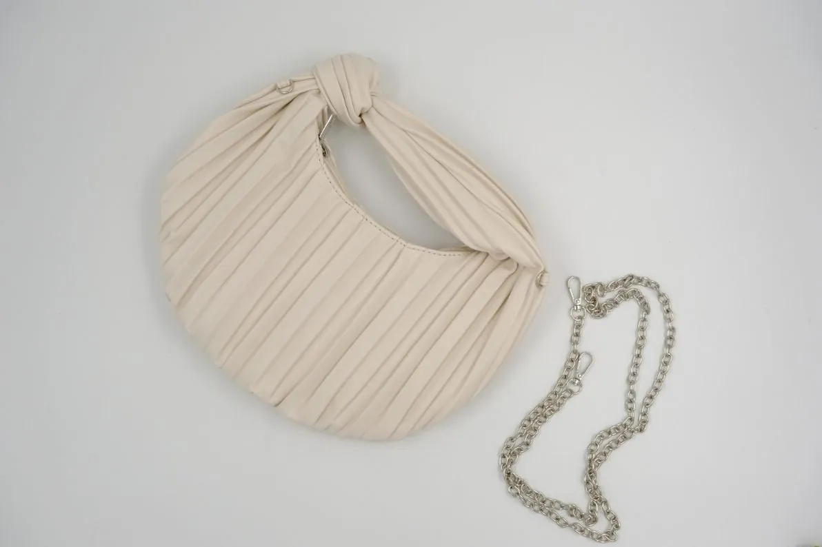 Elegant Pleated Ivory Sling Bag