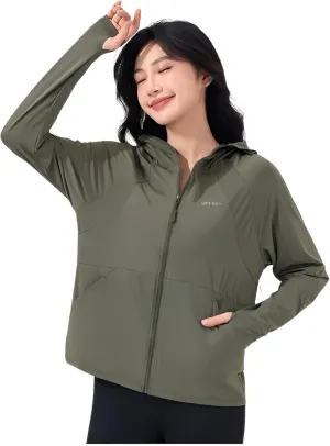 Ellniges]Stylish Women's Outdoor Protection Jacket - Lightweight, Breathable UV Blocker with Thumb Holes & Detachable Hood for Beach & Daily Wear【UV Protection】【Quick-Dry】