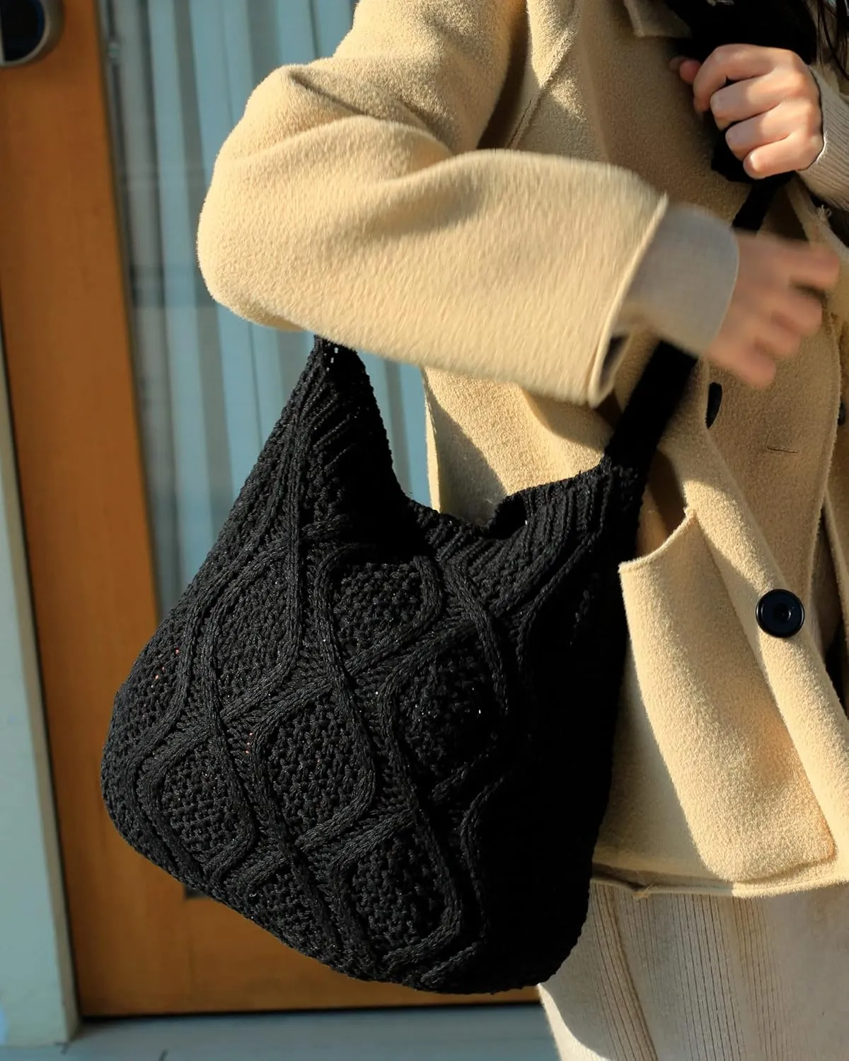 ENBEI Handmade Crochet Bag–Boho Chic Shoulder Bag, Aesthetic Kinted Bag,Cute Crossbody Bag,Beach, Shoppingor Daily Use
