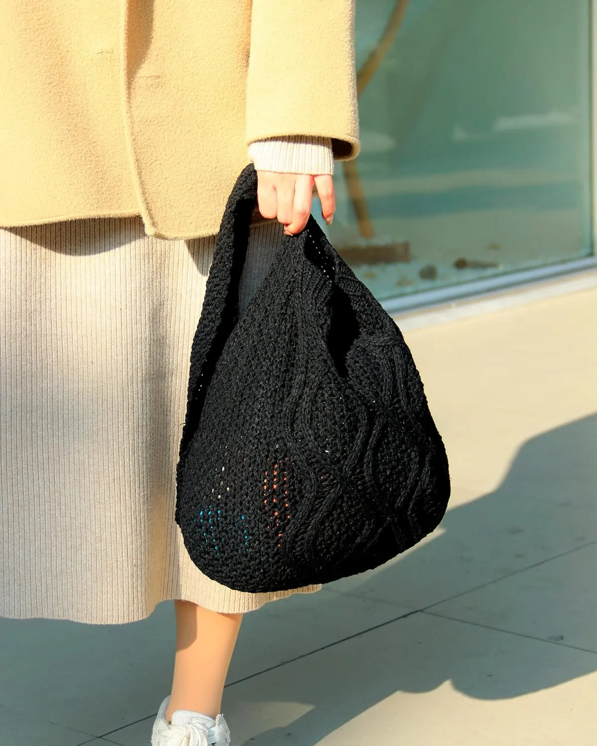 ENBEI Handmade Crochet Bag–Boho Chic Shoulder Bag, Aesthetic Kinted Bag,Cute Crossbody Bag,Beach, Shoppingor Daily Use