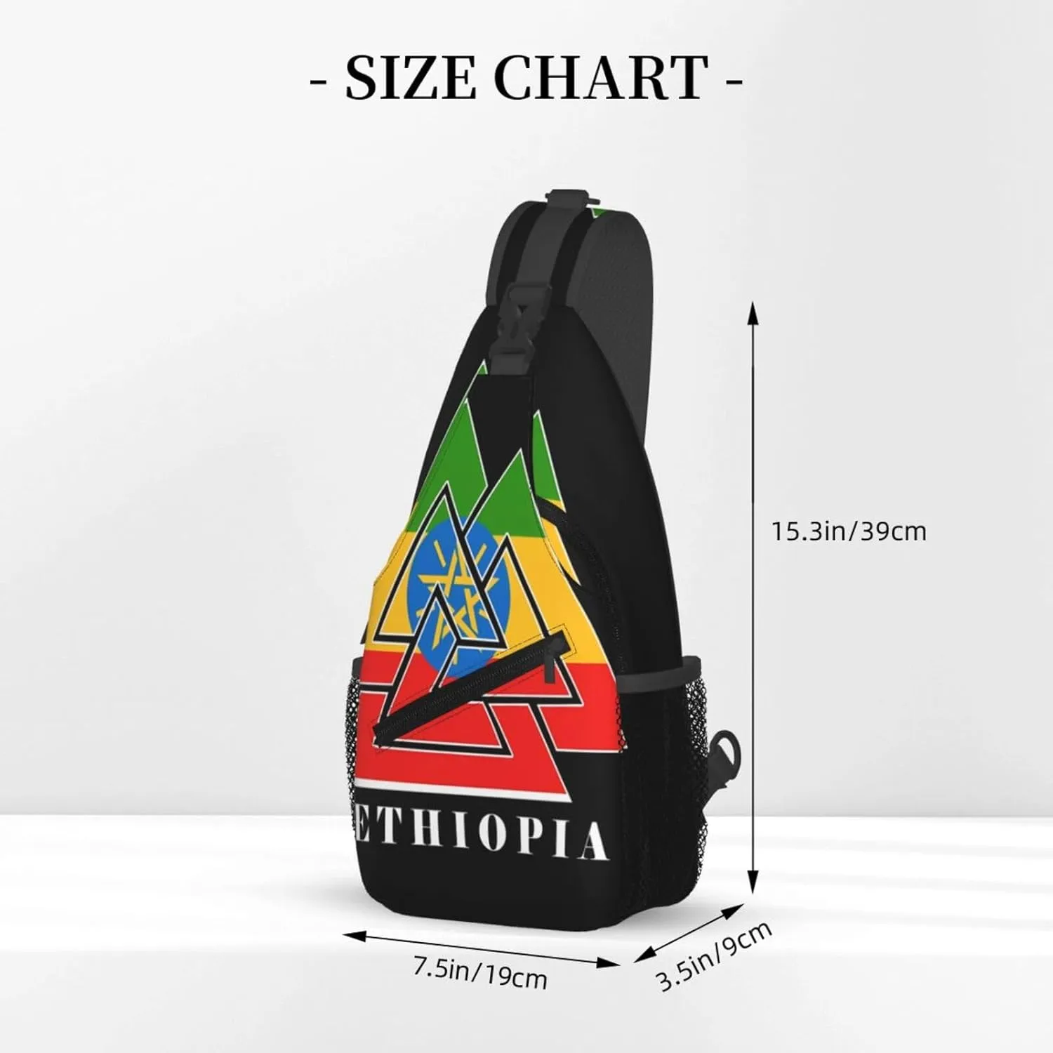 Ethiopia Emblem Cross Chest Bag Crossbody Bags Sling Backpack Gym Shoulder Bags Sports Fanny Pack Adjustable Travel Daypack Diagonally Casual Rucksack