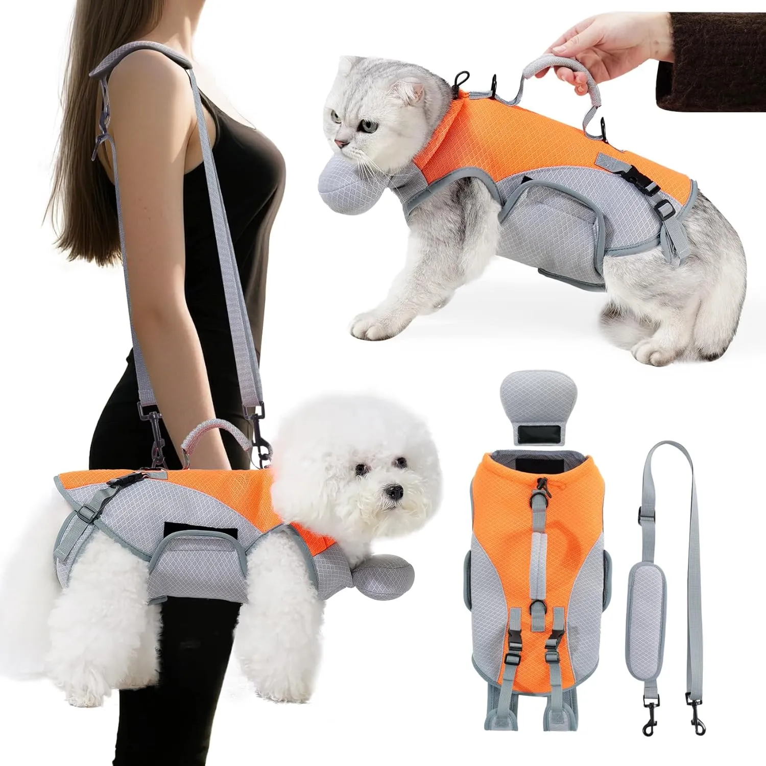 ETIAL Breathable Pet Carrier Backpack for Cats & Small Dogs, Hands-Free Shoulder Bag with Detachable Leash, Adjustable Strap & Ventilated Mesh Design (Medium)