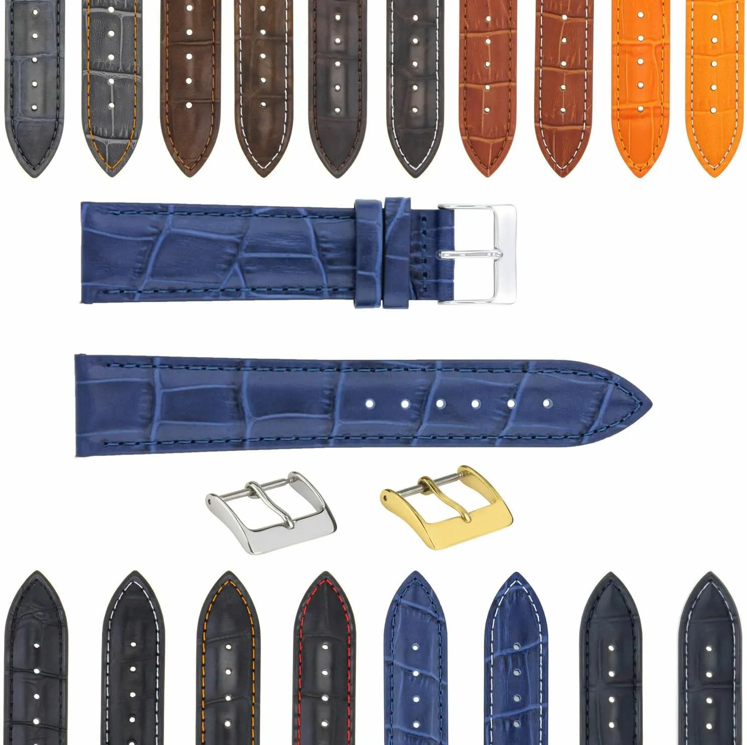 Ewatchparts 17-24mm Leather Watch Band Strap With Deployment Clasp Compatible With Bulova Watch 3B