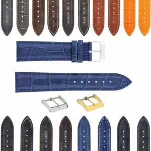Ewatchparts 17-24mm Leather Watch Band Strap With Deployment Clasp Compatible With Bulova Watch 3B