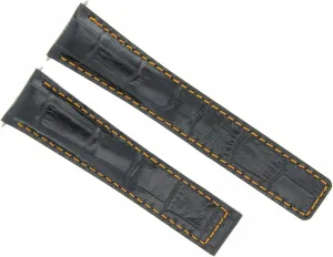 Ewatchparts 20mm Leather Watch Band Strap Deploy Clasp Compatible With Tag Heuer Wav511A Calibre 6 Black With Orange Stitching