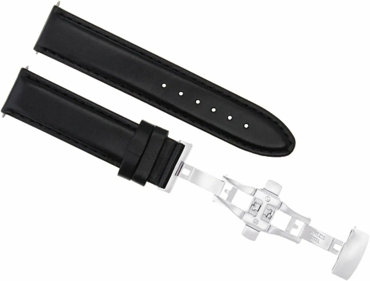Ewatchparts 20mm Leather Watch Band Strap Smooth Compatible With Raymond Weil 2849 Tango 5590 Black