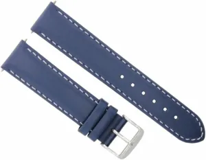 Ewatchparts 22mm Smooth Leather Watch Band Strap Compatible With Tag Heuer Carrera Monaco Calibre Blue With White Stitching