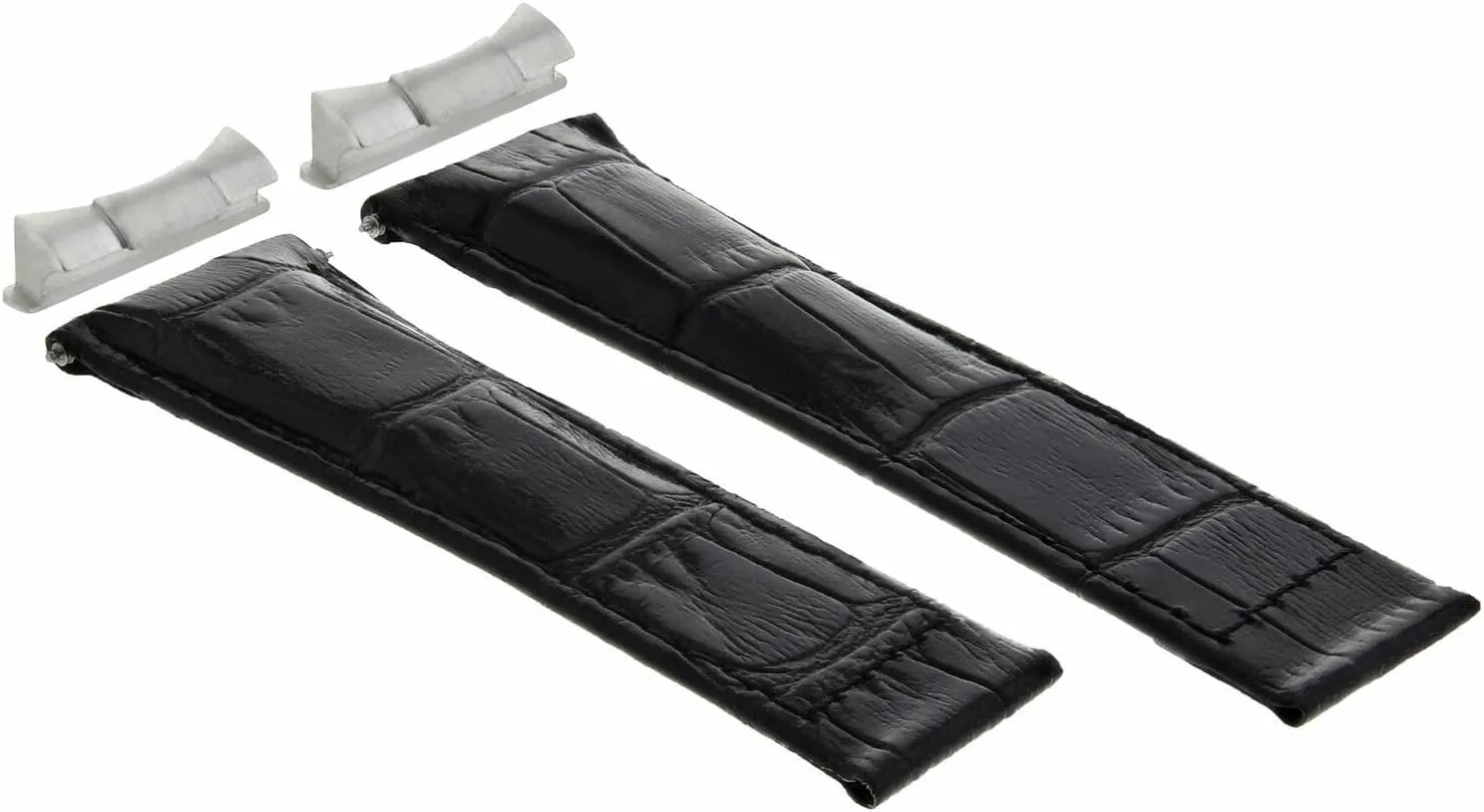 Ewatchparts Leather Watch Band Strap Italian Compatible With Rolex Daytona 16520 With End Piece (Lug) Black Short