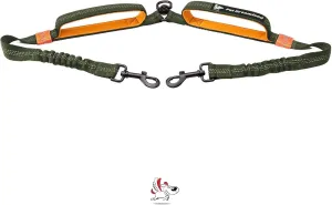 Exquisite Double Leash for Two Dogs – 2 Dog Coupler – No-Tangle Splitter for Large Dogs – Dual Attachment (Coupler Only, Large, Khaki & Orange)