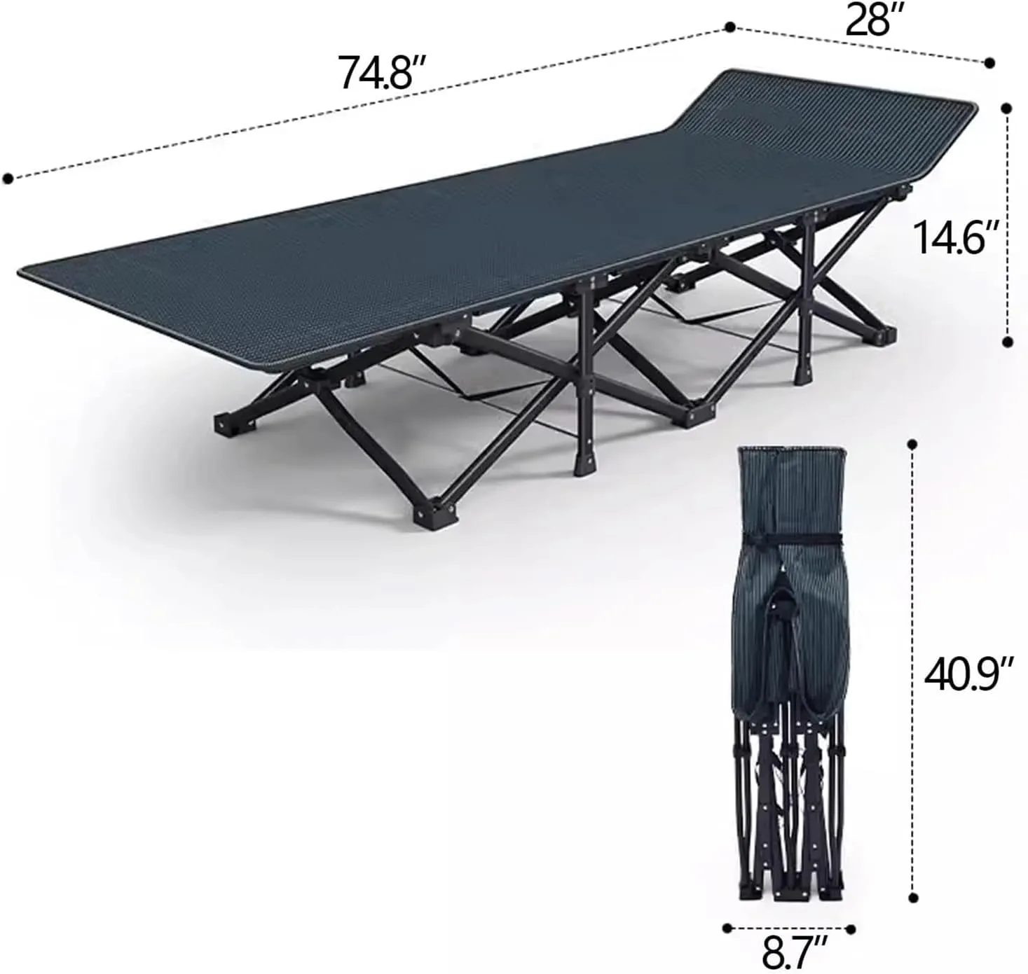 EYPKPL cots for Sleeping Portable Camping Cot Double Layer Oxford Camping Cots for Adults Load 551lb Foldable Camping Cot Tilt Structure Lounge Chair Stretching Freely