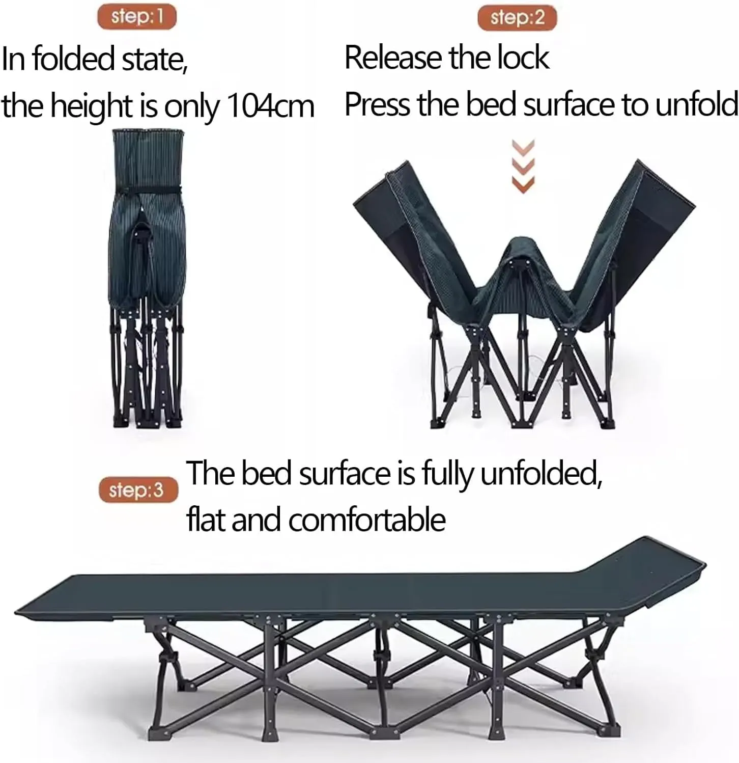 EYPKPL cots for Sleeping Portable Camping Cot Double Layer Oxford Camping Cots for Adults Load 551lb Foldable Camping Cot Tilt Structure Lounge Chair Stretching Freely