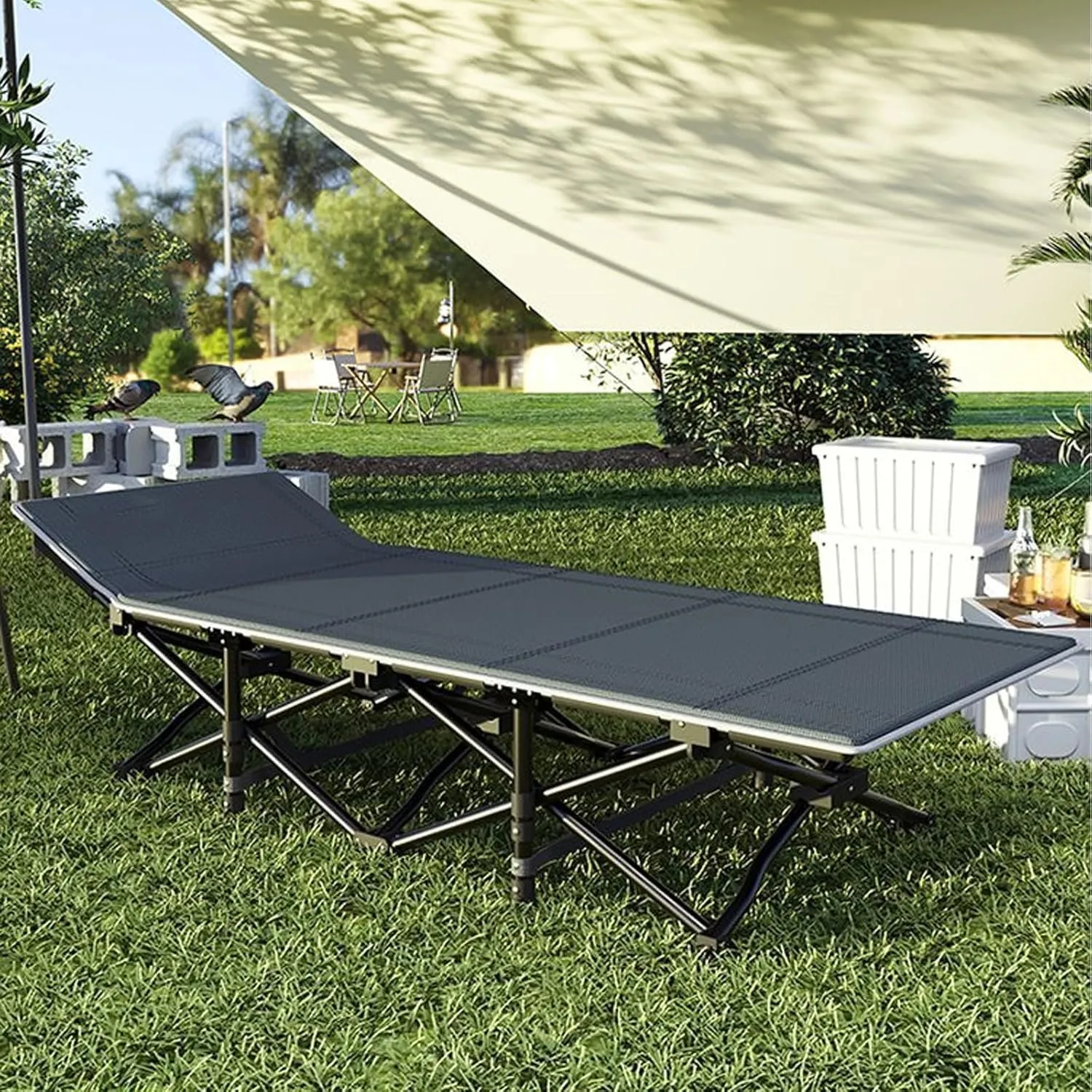 EYPKPL cots for Sleeping Portable Camping Cot Double Layer Oxford Camping Cots for Adults Load 551lb Foldable Camping Cot Tilt Structure Lounge Chair Stretching Freely